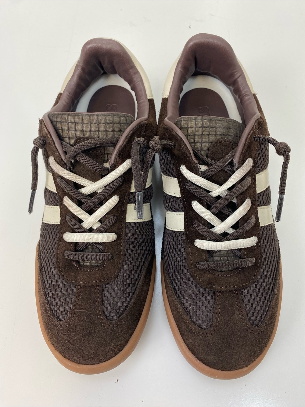 Steve Madden Brown Sneakers with Cream Stripes